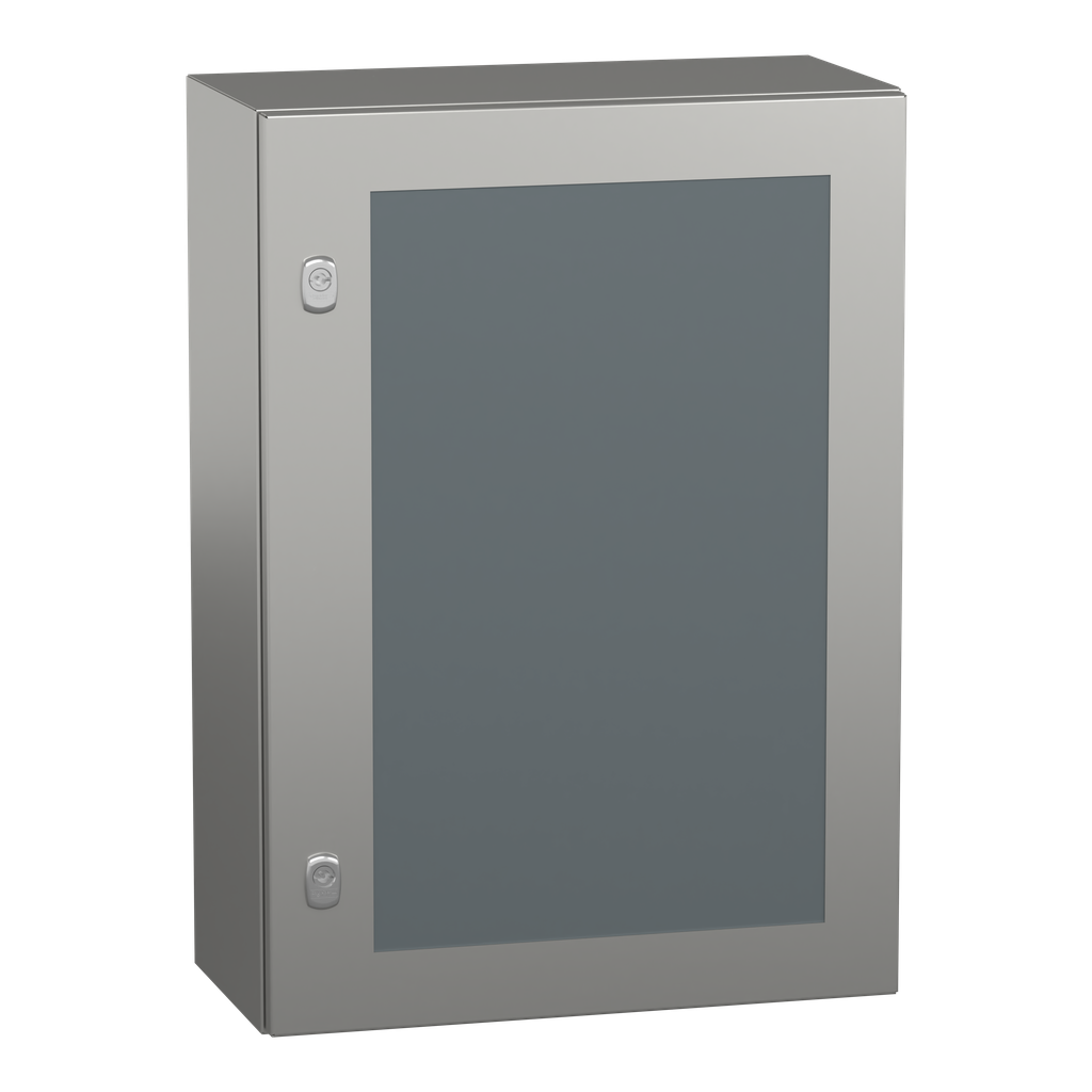 NSYS3X7525T – Wall mounted enclosure, PanelSeT S3X, stainless steel 304L, glazed door, 700x500x250mm, IP66