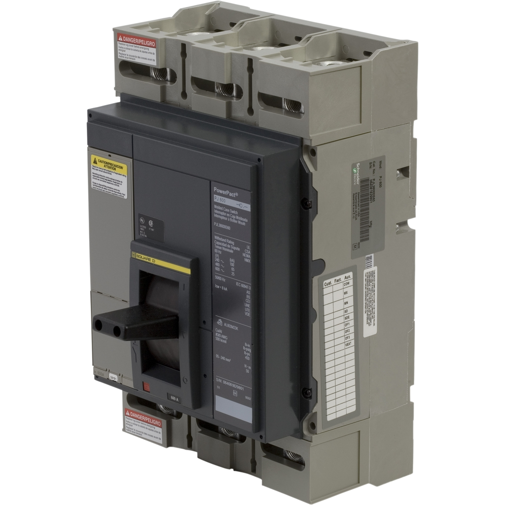 Mayer-DDS-Circuit breaker, PowerPacT P, 600A, 3 pole, 600VAC, 25kA, lugs, Micrologic 5.0P, 80%, modbus-1