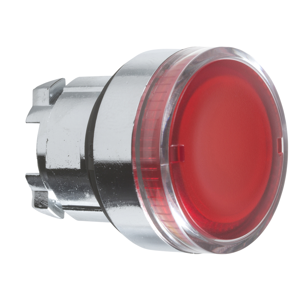ZB4BW34 – Head for illuminated push button, Harmony XB4, metal, flush, red, 22mm, spring return, plain lens for BA9s bulb