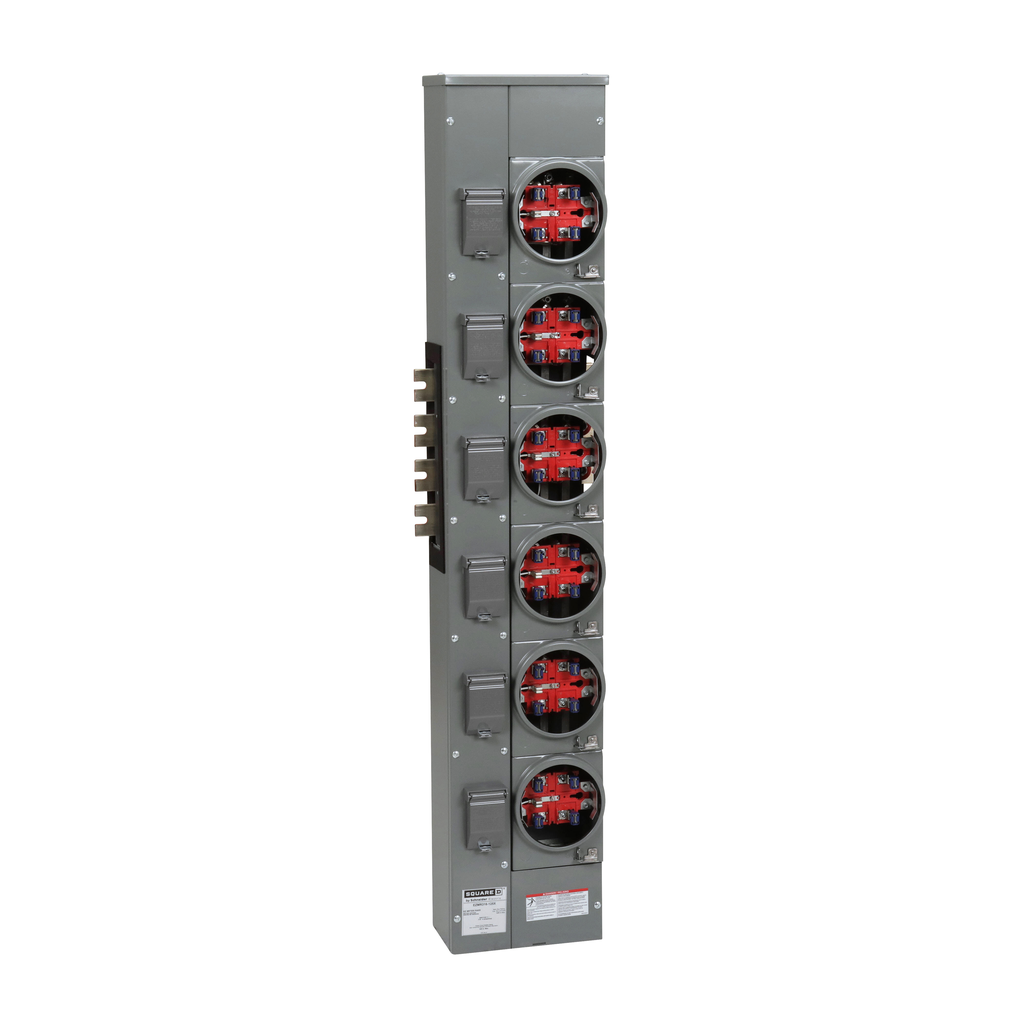 EZM316125X – Branch unit, EZ Meter-Pak, 125A, 6 x 5 jaw sockets, 208Y/120VAC, no bypass, ringed, 1200A Al/Cu busbar