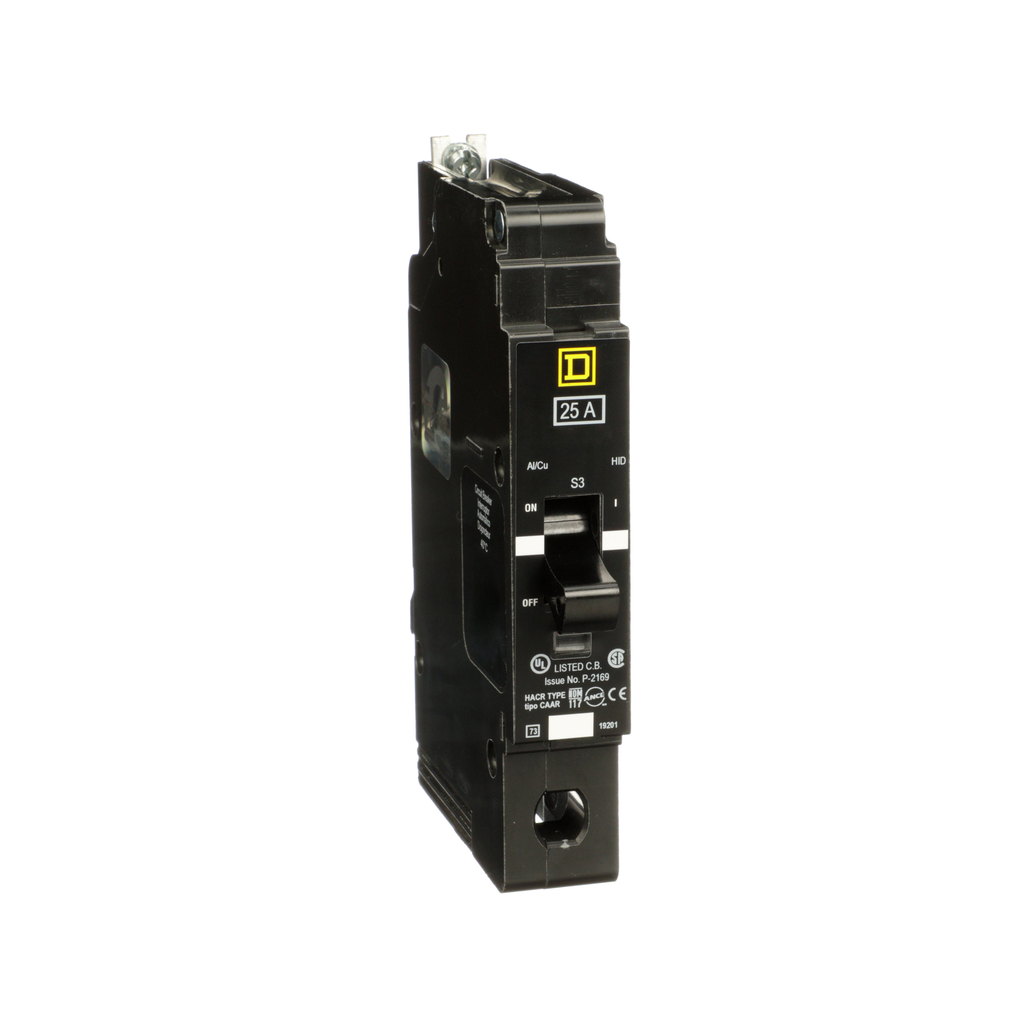 EGB14025 – Mini circuit breaker, E-Frame, 25A, 1 pole, 277VAC, 65kA max, bolt on