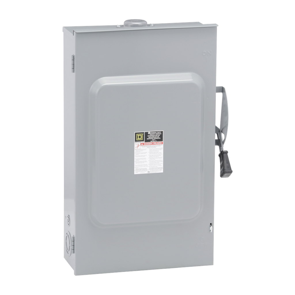 D324NRB – Safety switch, general duty, fusible, 200A, 3 pole, 60hp, 240VAC, NEMA 3R, 4 wire, 1 neutral, bolt on hub provision