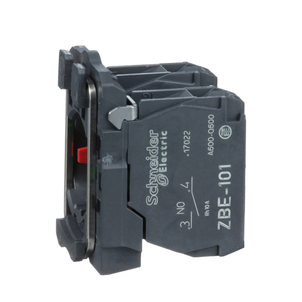 ZB5AZ105 – Harmony, 22mm Push Button, XB5A operators, contact block, with mounting collar, 1 NO and 1 NC, screw clamp terminal