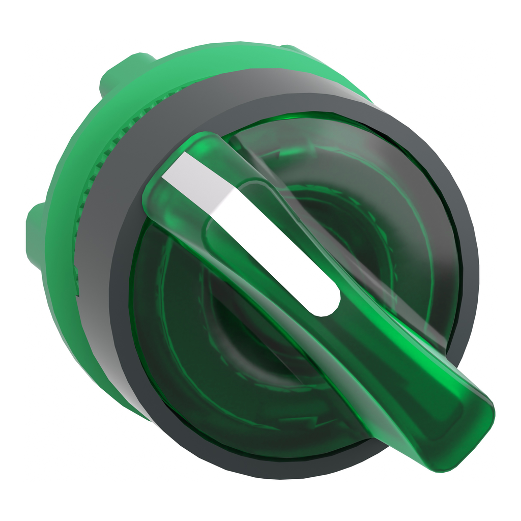 ZB5AK1433 – Head for illuminated selector switch, Harmony XB5, universal LED,  green handle, 22mm, 2 positions, spring return