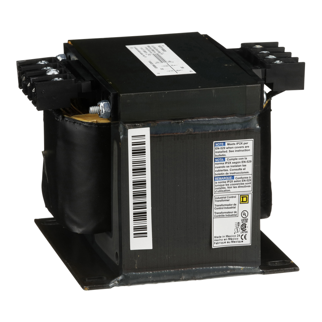 9070T1000D3 – Transformer, Type T, industrial control, 1000VA, 1 phase, 208V primary, 120V secondary, 115C rise
