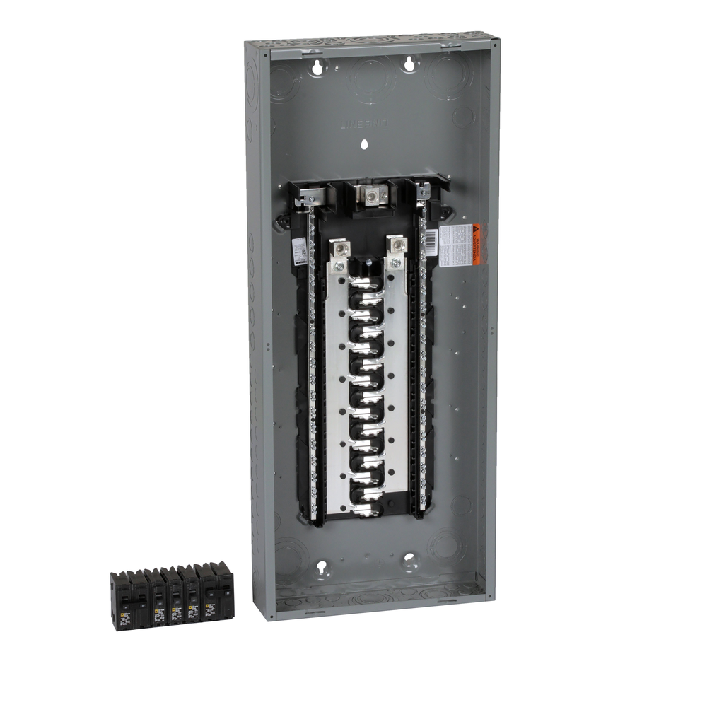 HOM3060L225PGCVP – Load center, Homeline, 1 phase, 30 spaces, 60 circuits, 225A convertible main lugs, PoN, NEMA1, gnd bar, value pack