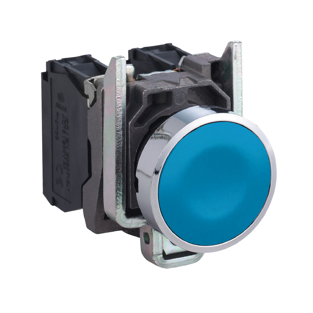 XB4BA61 – Push button, Harmony XB4, metal, flush, blue, 22mm, spring return, unmarked, 1NO
