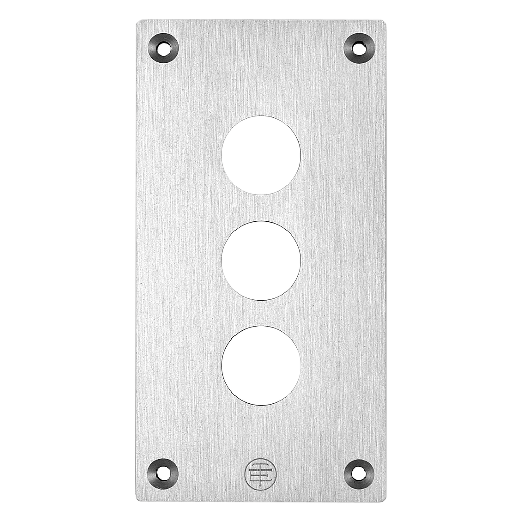 XAPE303 – Front plate with fixing screws, Harmony XAP, metal, 3 cut-outs, 22mm, 72 x 138 mm