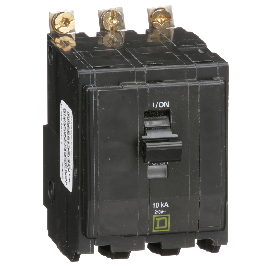 QOB310 – Mini circuit breaker, QO, 10A, 3 pole, 120/240VAC, 10kA, bolt on
