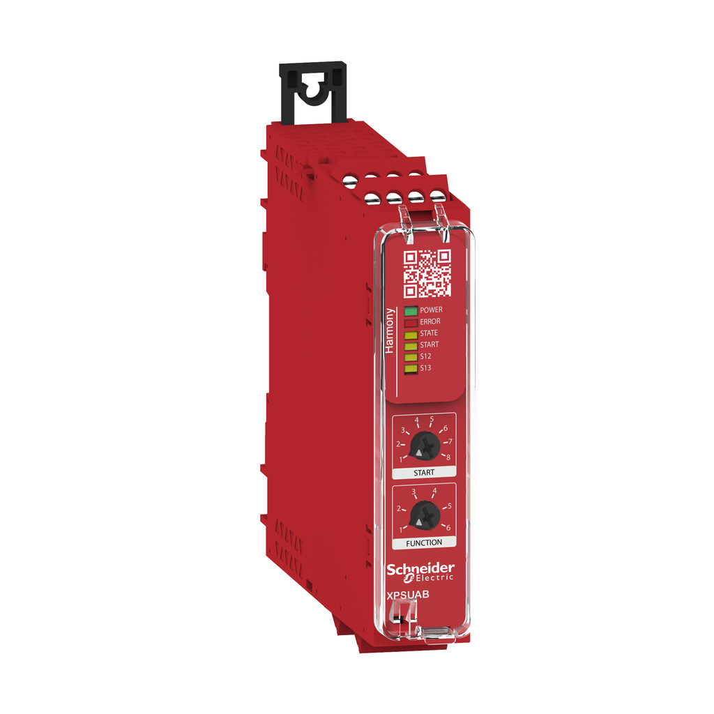 XPSUAB11CP – safety module, Harmony XPSU, Cat 1, potential free 2 NC, NO NC, 2 PNP, 24V AC or DC, screw