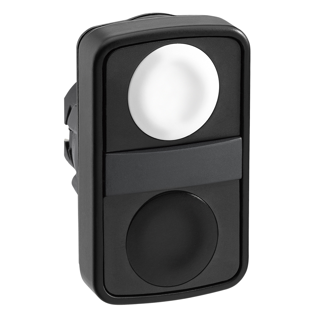 Mayer-DDS-Head for double headed push button, Harmony XB5, 2 rectangular white/black flush, 22mm, spring return, unmarked-1