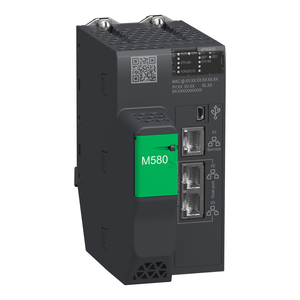 BMEP582020 – standalone processor, Modicon M580, 8MB, 125 Ethernet devices, 4 local IO racks of 2045 digital, 512 analog