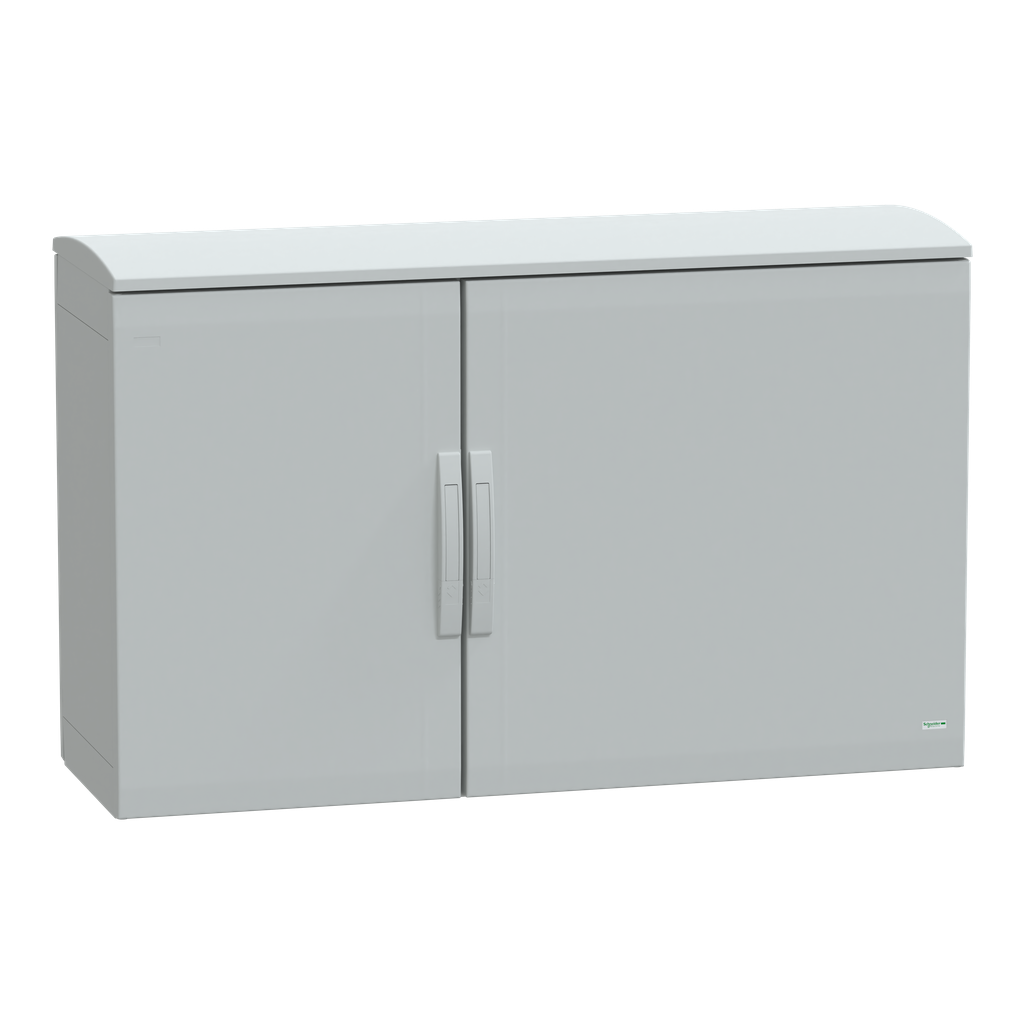NSYPLAT7124G – Floor standing polyester enclosure, Thalassa PLA, plain door, ventilated canopy, 750x1250x420mm, IP44, IK10