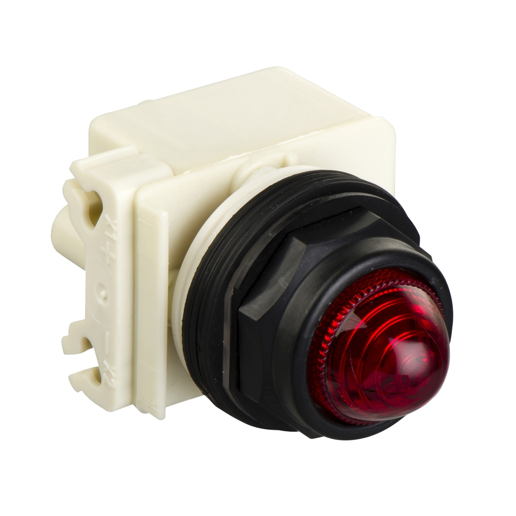 Mayer-DDS-Pilot light, Harmony 9001SK, plastic, polycarbonate, domed, red, 30mm, 220-240V-1