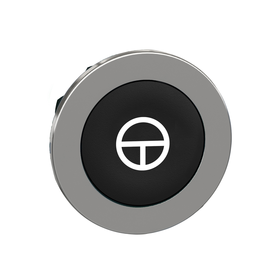 Mayer-DDS-Head for non illuminated push button, Harmony XB4, flush mounted black flush caps pushbutton white marked "T"-1