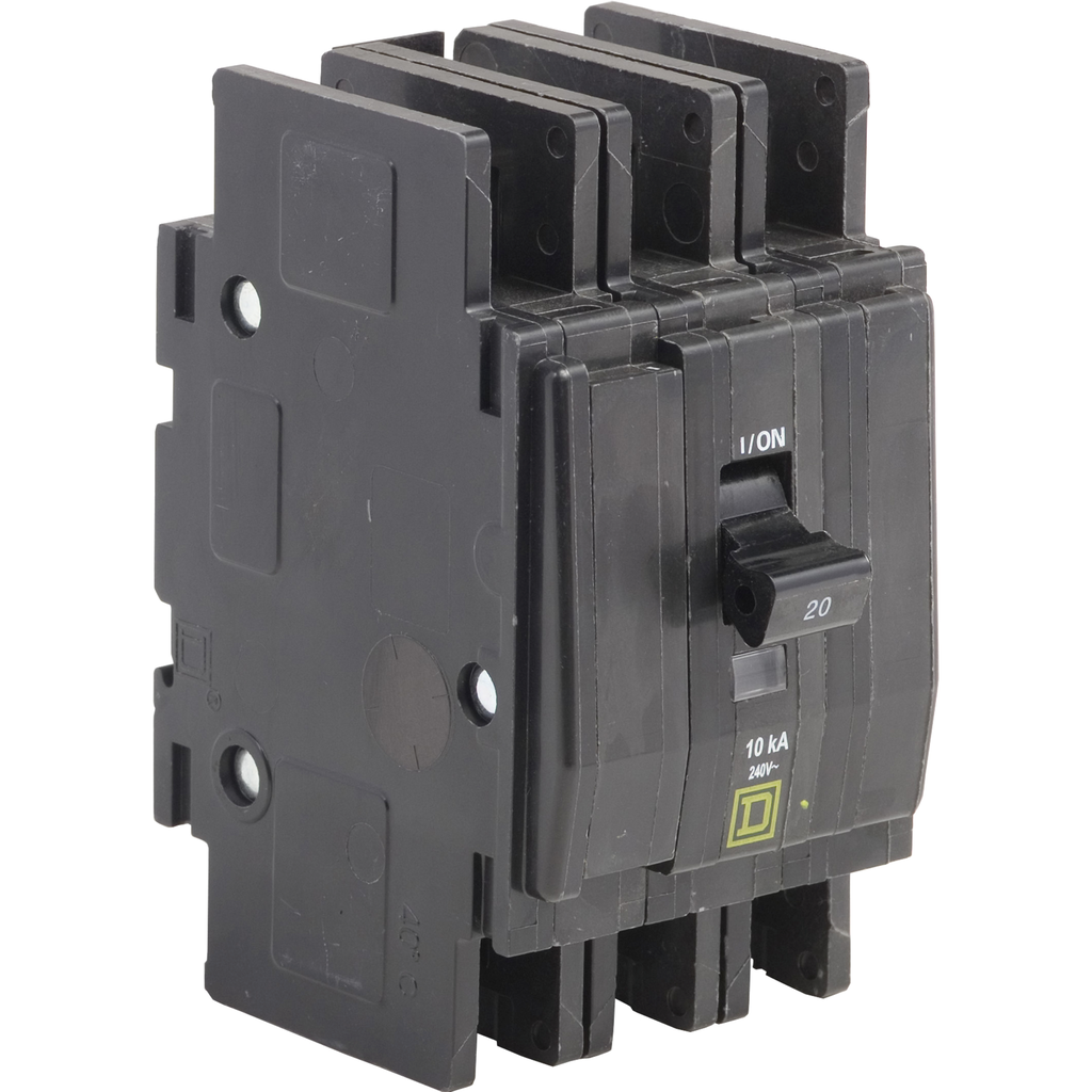 QOU3105283 – Mini circuit breaker, QOU, 10A, 3 pole, 240 VAC, 10kA, ring terminal