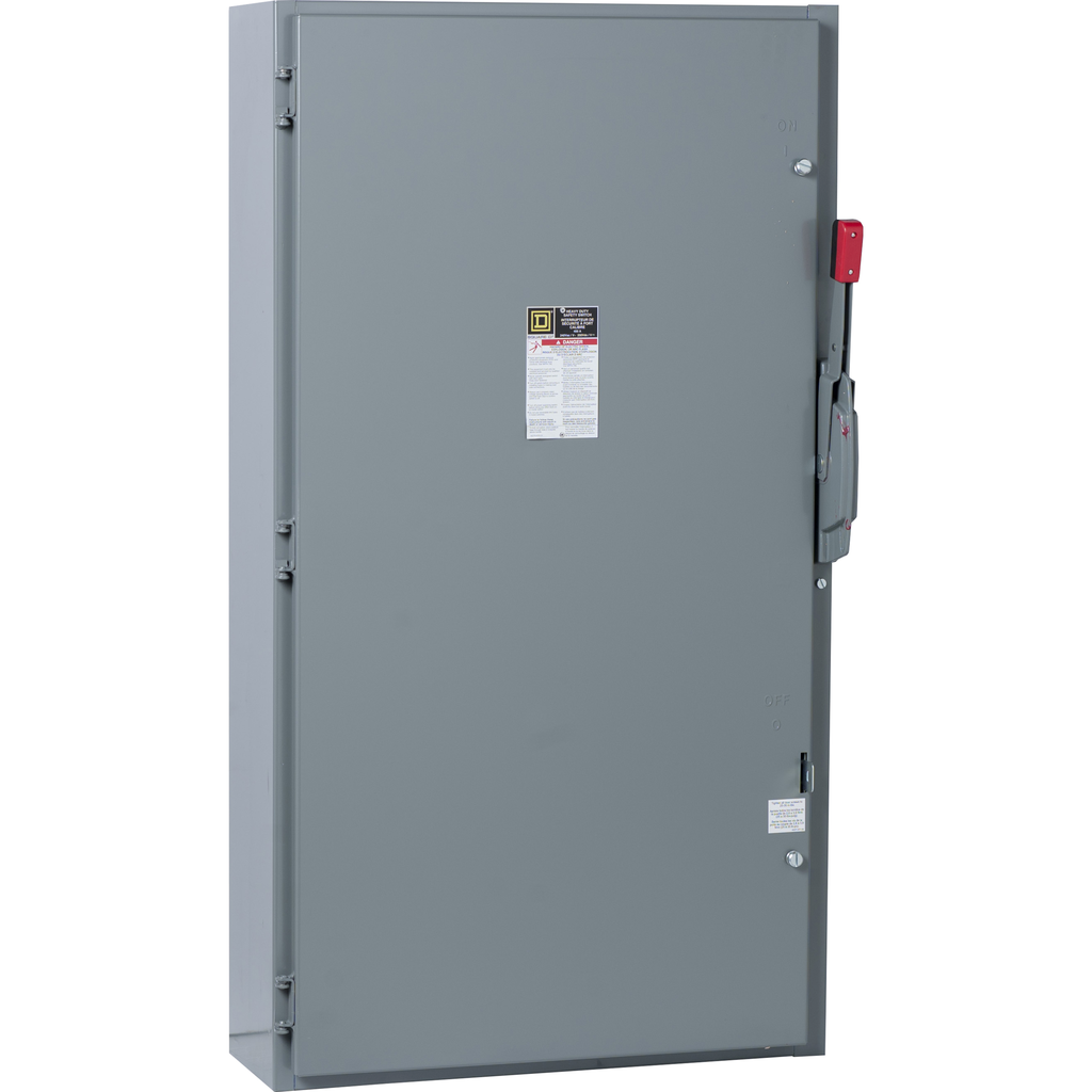 H226 – Safety switch, heavy duty, fusible, 600A, 2 pole, 200hp, 240VAC/250VDC, NEMA 1