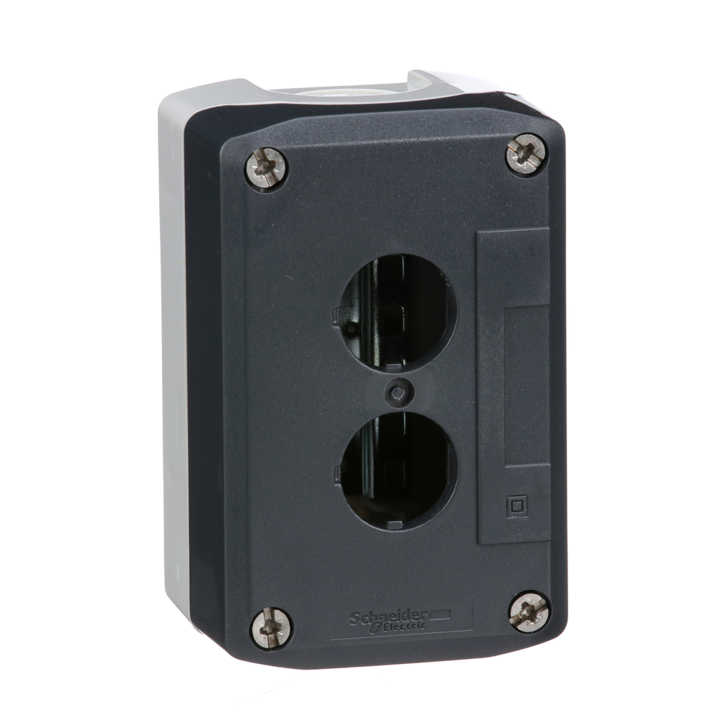 XALD02H7 – Harmony, enclosure, dark grey lid with light grey base, 2 openings, UL/CSA certified