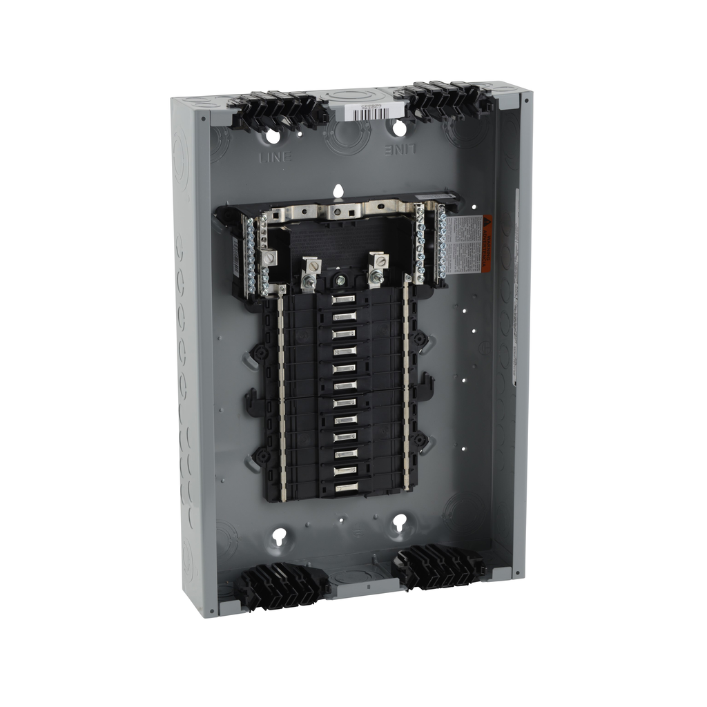 QO124L125PQG – Load center, QO, 1 phase, 24 spaces, 34 circuits, 125A convertible main lugs, PoN, NEMA1, Qwik-grip, gnd bar