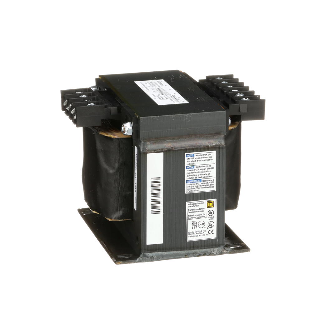9070T500D35 – Transformer, Type T, industrial control, 500VA, 1 phase, 208/230/380/440/460V primary, 110/115V secondary, 115C rise