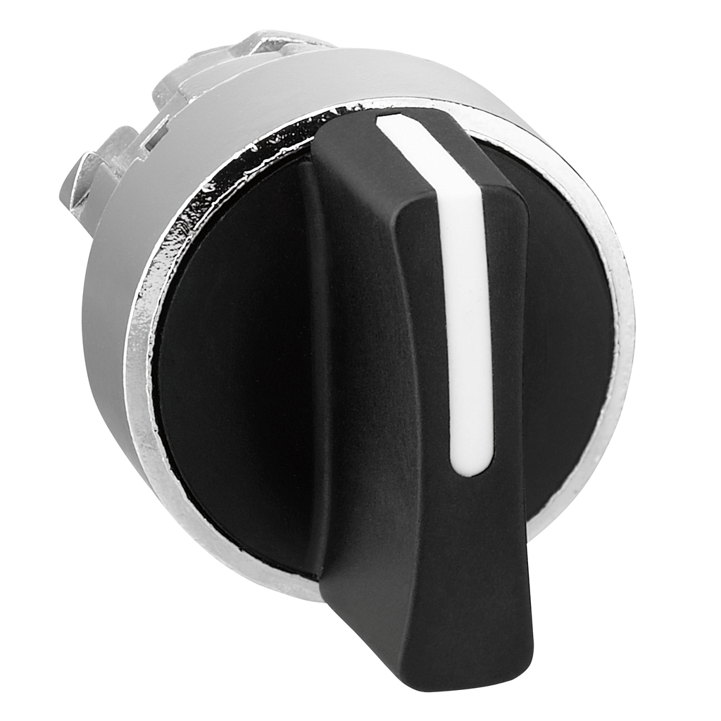 ZB4BD7 – Head for selector switch, Harmony XB4, metal, black, 22mm, 3 positions, spring return from left to center
