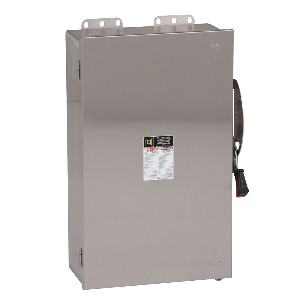 HU664DS – Safety switch, heavy duty, non fusible, 200A, 6 pole, 150hp, 600VAC/DC, NEMA 4, 4X, 5, 304 steel