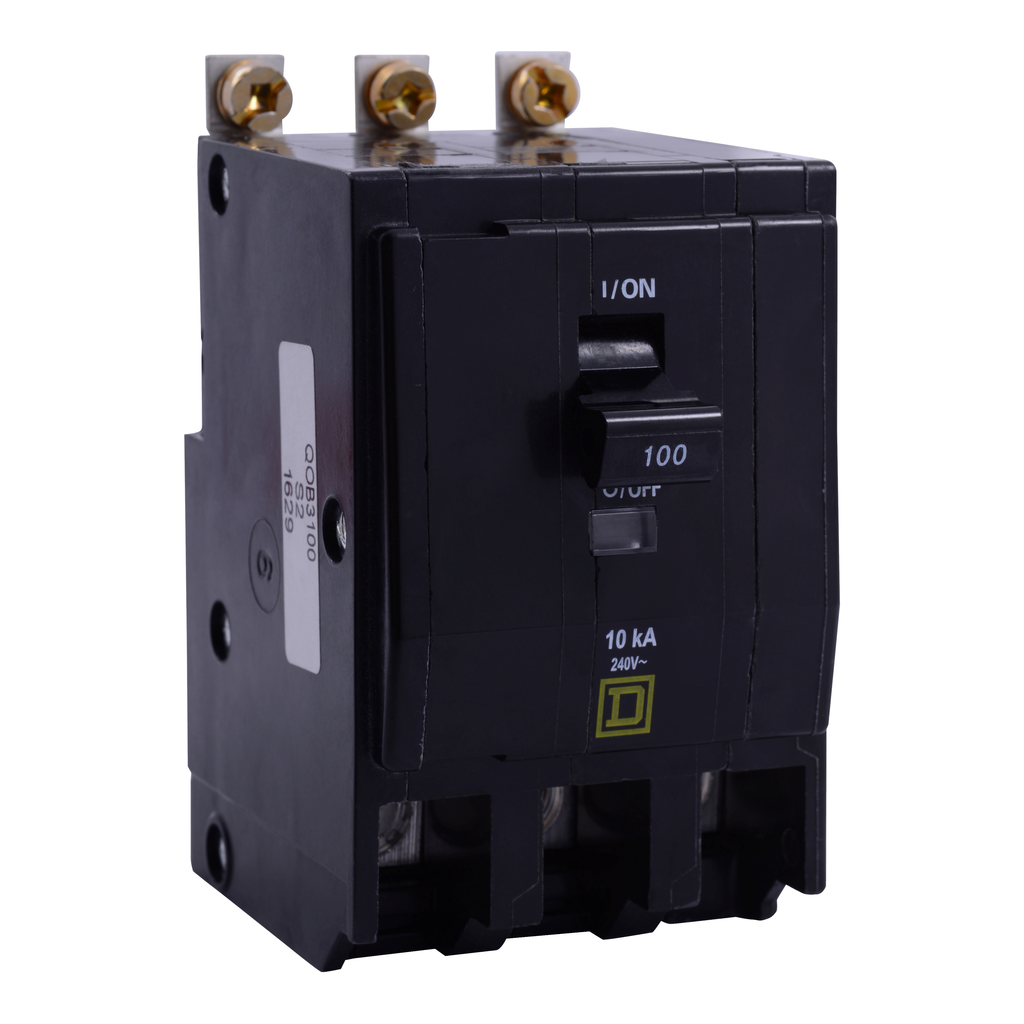QOB38035 – Mini circuit breaker, QO, 80A, 3 pole, 120/240VAC, 10kA, bolt on, 50 deg C