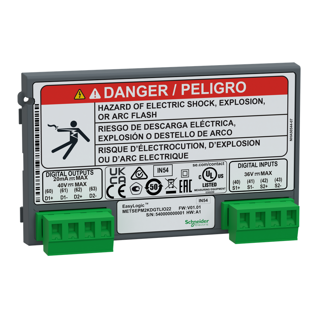 METSEPM2KDGTLIO22 – EasyLogic PM2X30 – I/O Module – Digital – 2 Inputs   2 outputs
