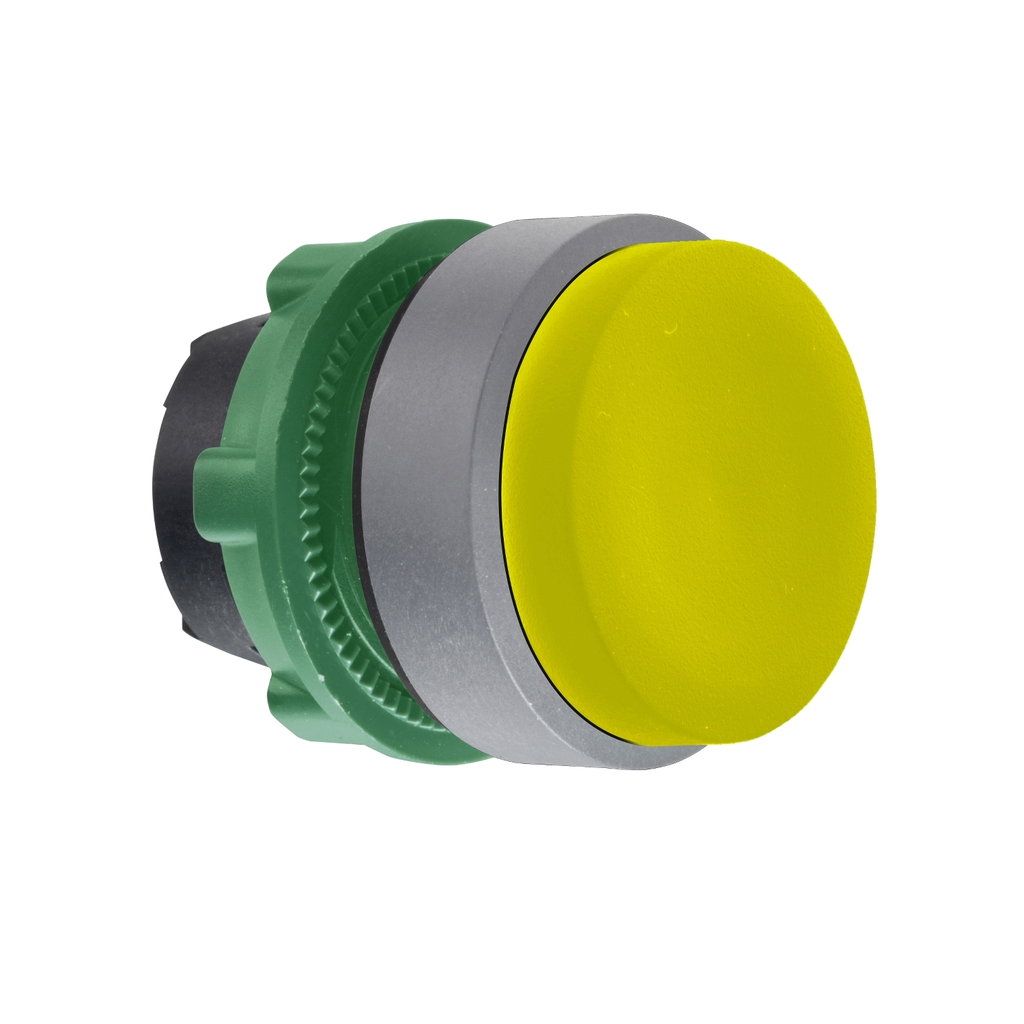 Mayer-DDS-Harmony XB5, Push button head, plastic, projecting, yellow, 22mm, push-push, unmarked, grey bezel-1