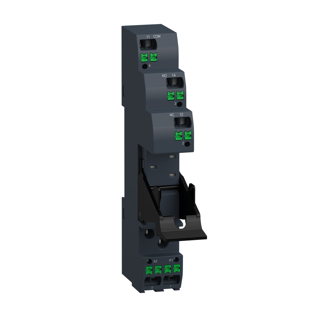 RSZE05P – Push in socket with clamp, Harmony Electromechanical Relays, for RSB1A120 relays, 12A, push in terminals, separate contact