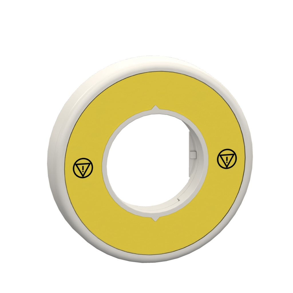 Mayer-DDS-Illuminated unmarked legend ring, Harmony XB5, 60mm, plastic, yellow, red fixed integral LED, 110...120V AC-1