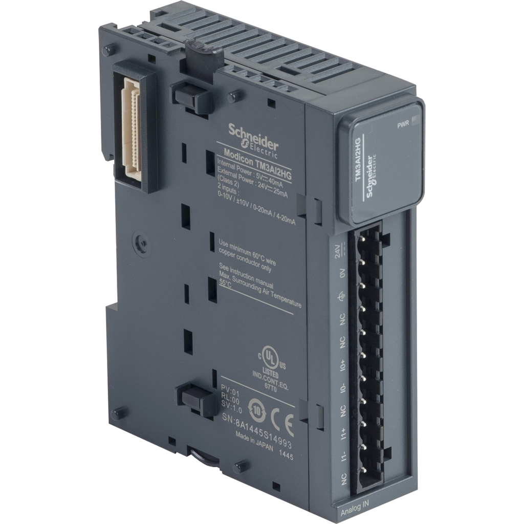 TM3AI2HG – analog input module, Modicon TM3, 2 inputs high resolution, spring, 24V DC