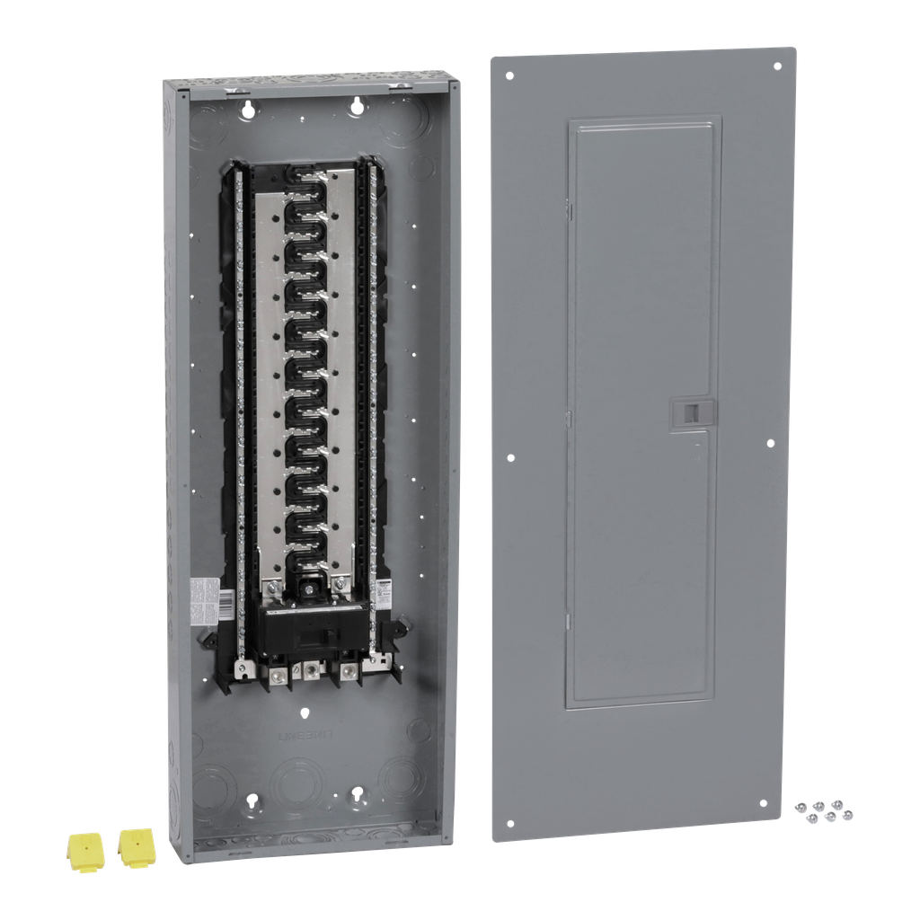 HOM4284M225PC – Load center, Homeline, 1 phase, 42 spaces, 84 circuits, 225A convertible main breaker, PoN, NEMA1, combo cover