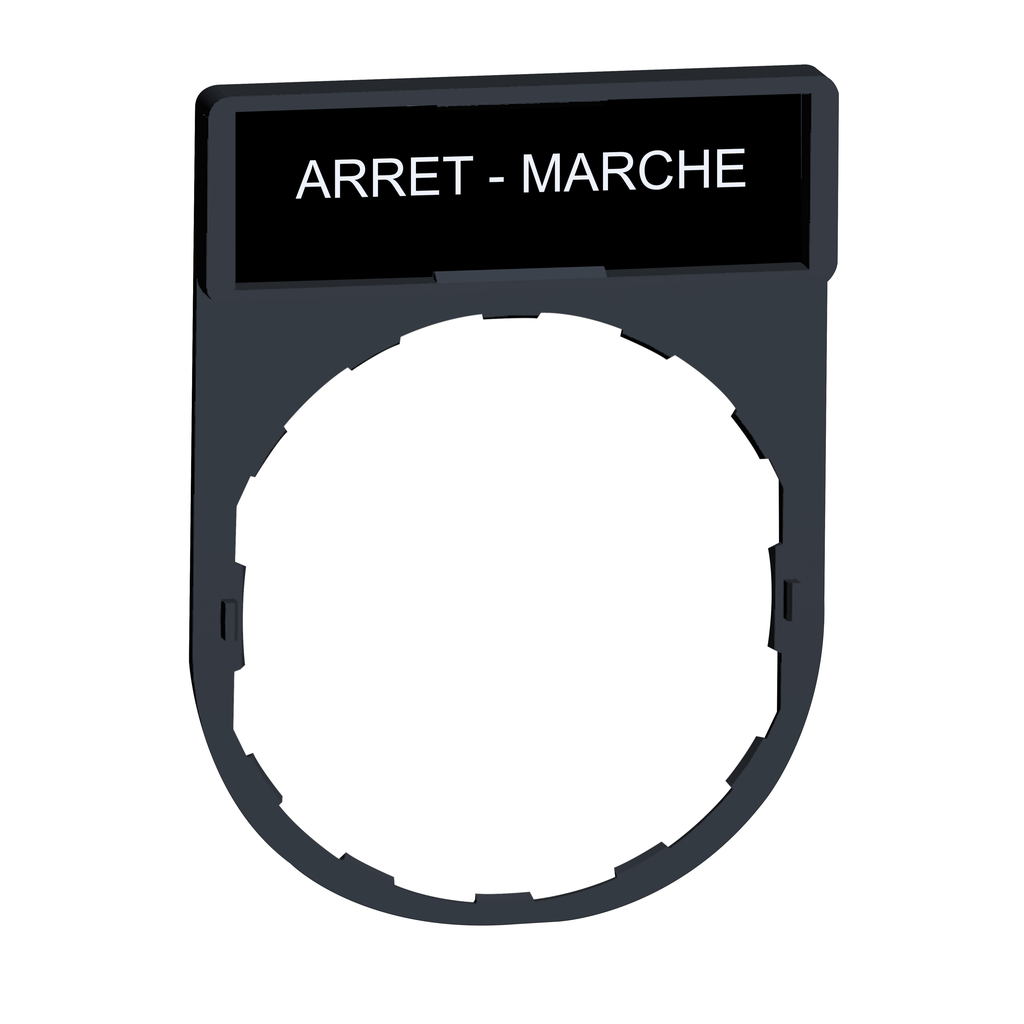 ZBY2166 – Legend holder 30x40mm, Harmony XB4, plastic, with legend 8x27mm, marked ARRET and MARCHE
