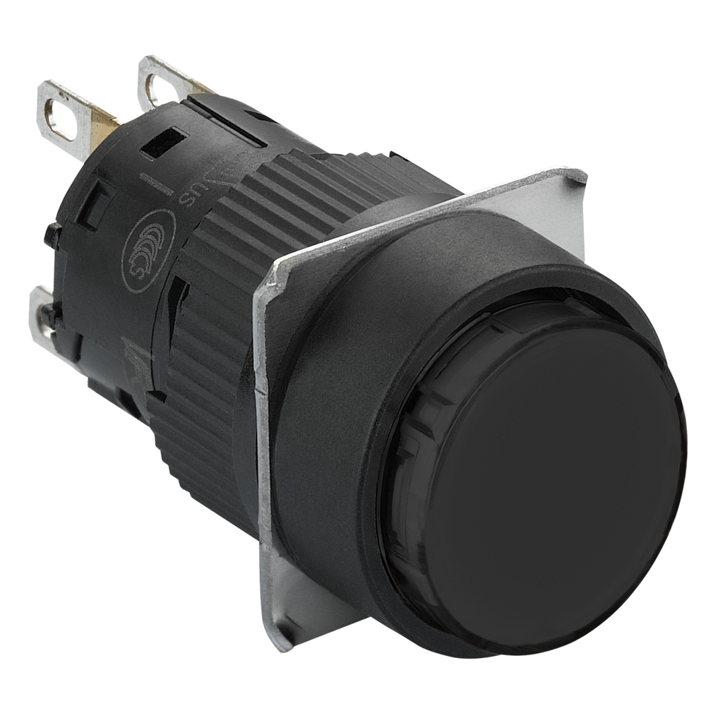 Mayer-DDS-Monolithic push button, Harmony XB6E, round black flush, 16mm, spring return, 1CO-1