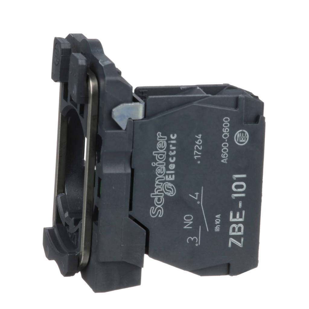 ZB5AZ101 – Harmony, 22mm Push Button, XB5A operators, contact block, with mounting collar, 1 NO, screw clamp terminal