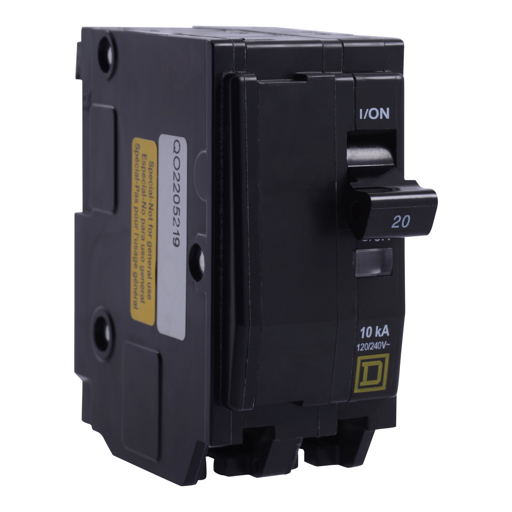 QO2305219 – Mini circuit breaker, QO, 30A, 2 pole, 120/240VAC, 10kA, plug in, high amp lugs