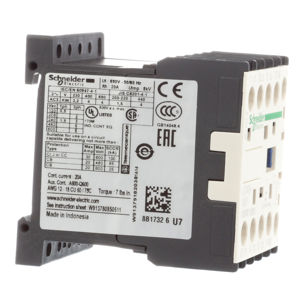 Mayer-DDS-Contactor, TeSys K, 3P, AC-3, lt or eq to 440V 9A, 1 NO aux., 230 to 240VAC coil-4