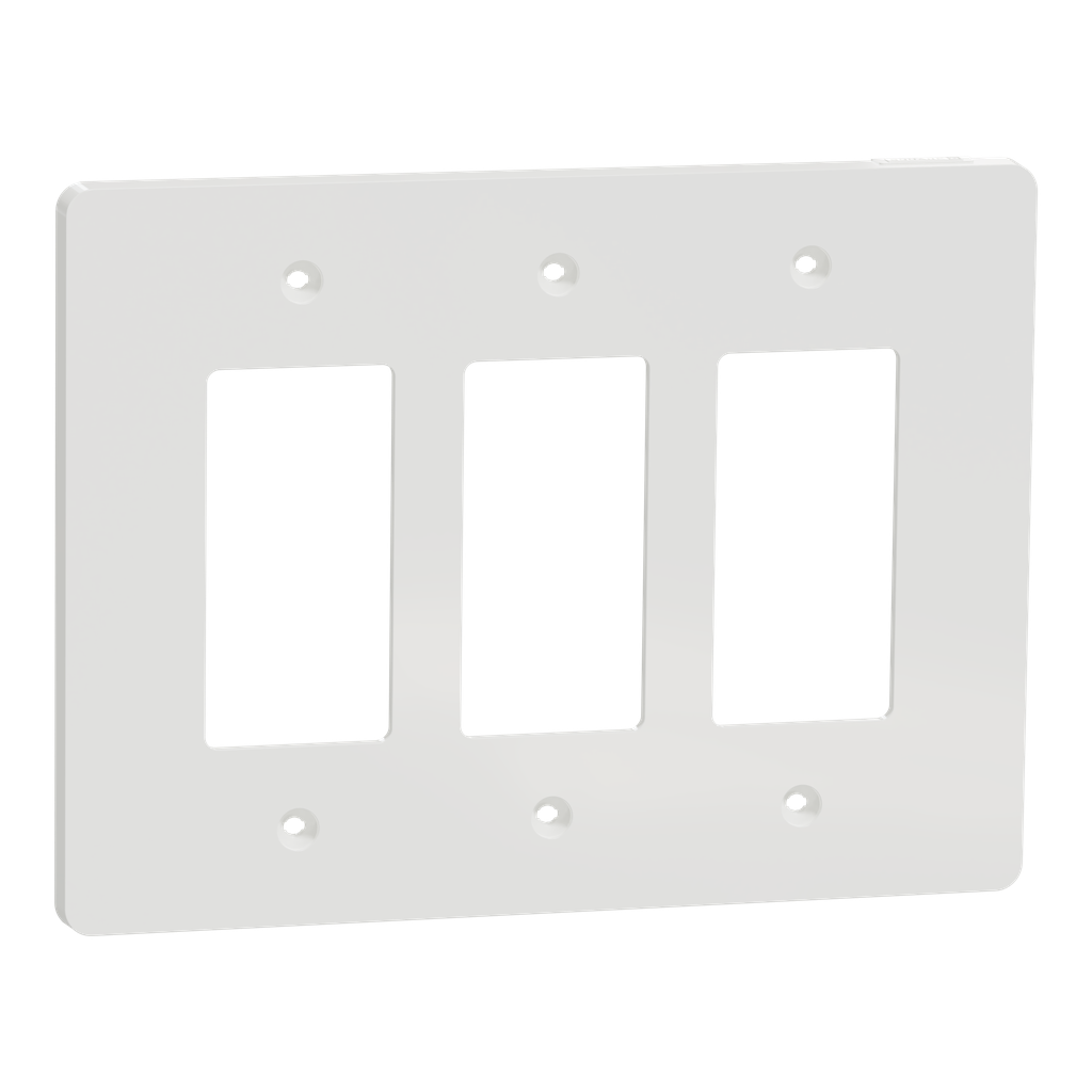 SQWS141003WH – Cover frame, X Series, 3 gangs, screw fixed, mid sized plus, white, matte finish