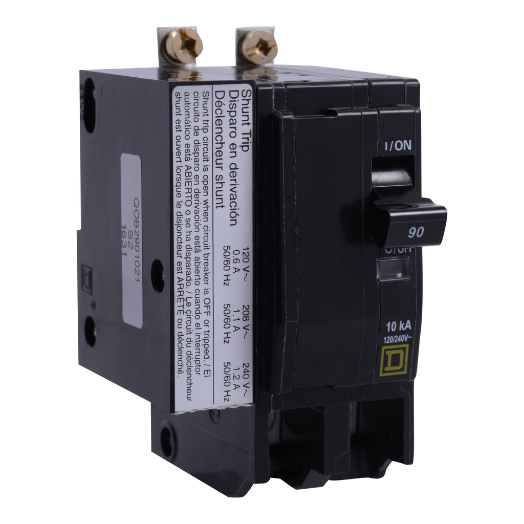 QOB2100VH1021 – Mini circuit breaker, QO, 100A, 2 pole, 120/240VAC, 22kA, bolt on, AC shunt
