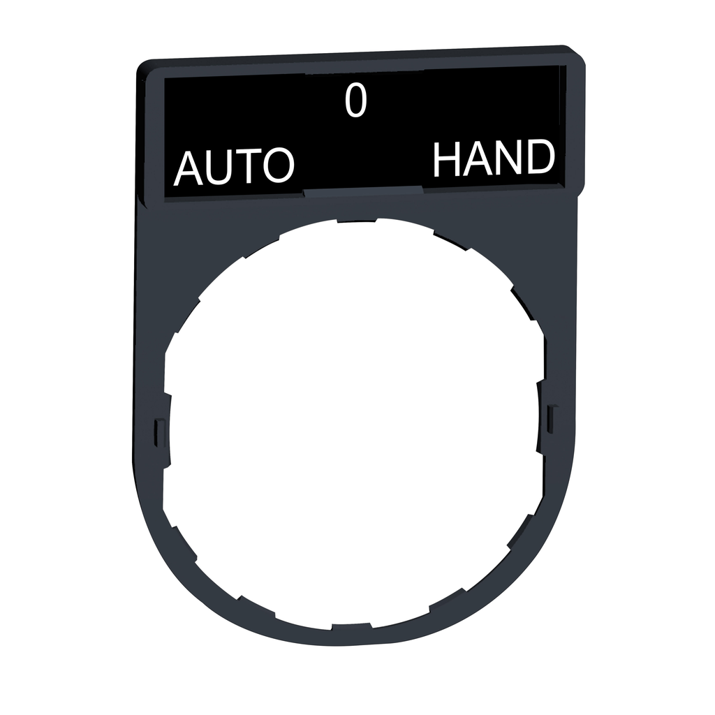 ZBY2385 – Legend holder, Harmony XB4, 30 x 40mm, plastic, 8 x 27mm legend, white marked AUTO-O-HAND