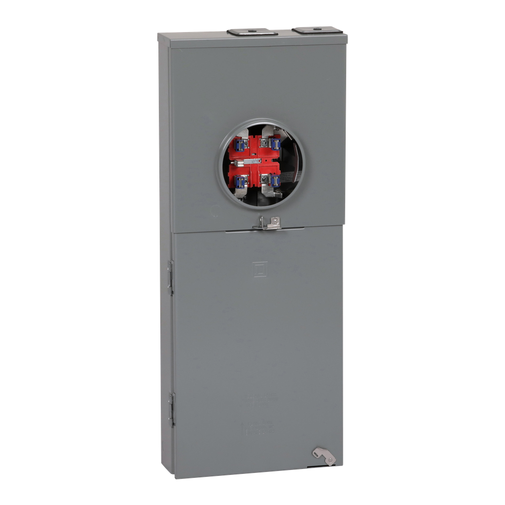 QC816F100CH – Meter mains, QO, CSED, ringless socket, 100A, surface mount, maximum 8 spaces, 16 circuits, horn bypass