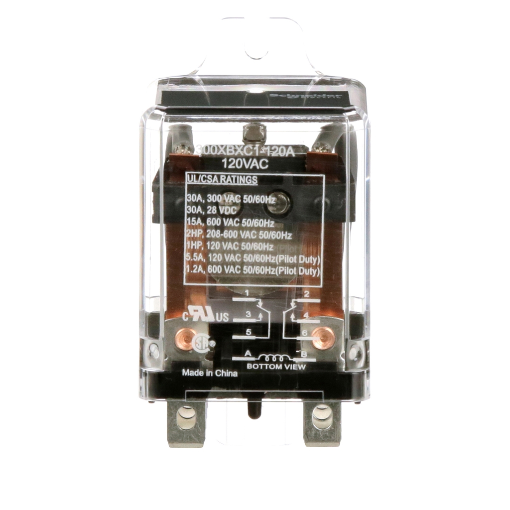 Mayer-DDS-Power Relay, DPDT, side flange cover, quick connections terminals, 30A, 120V AC, 2NO + 2NC-2