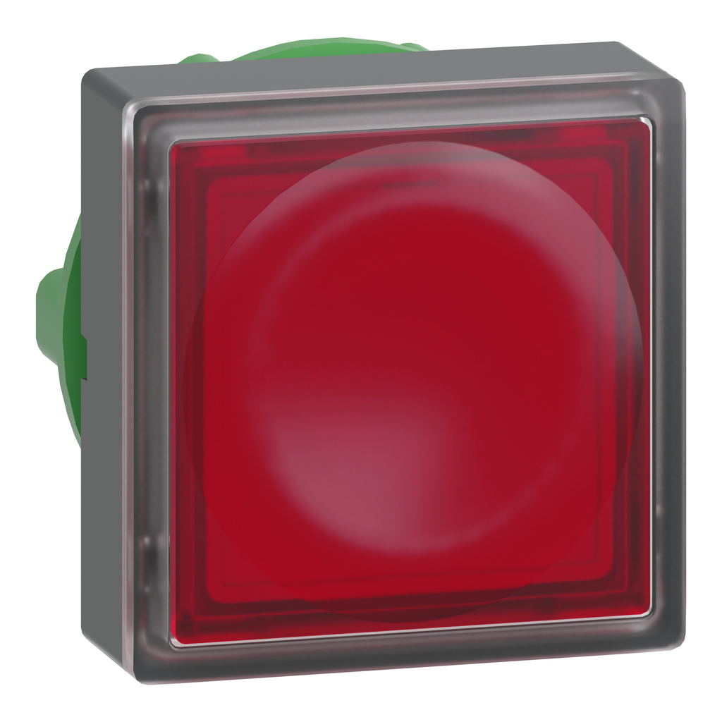 ZB5CW343 – Head for illuminated push button, Harmony XB5, red square square flush 22mm, universal LED, for insertion of legend
