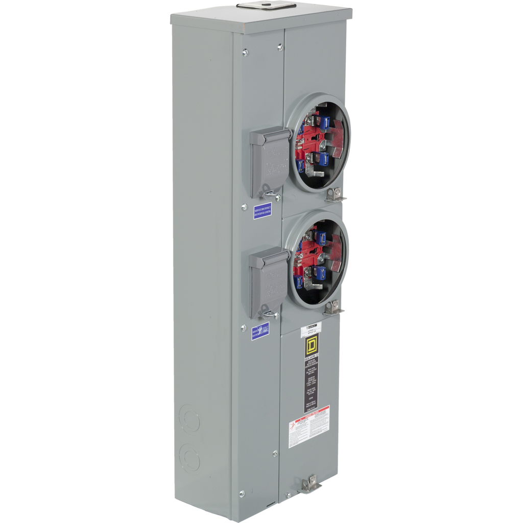 MPH22125 – Meter center, MP Meter-Pak, 2 sockets, horn bypass, 5 jaws, 200A bus, 125A max breaker rating, ringless