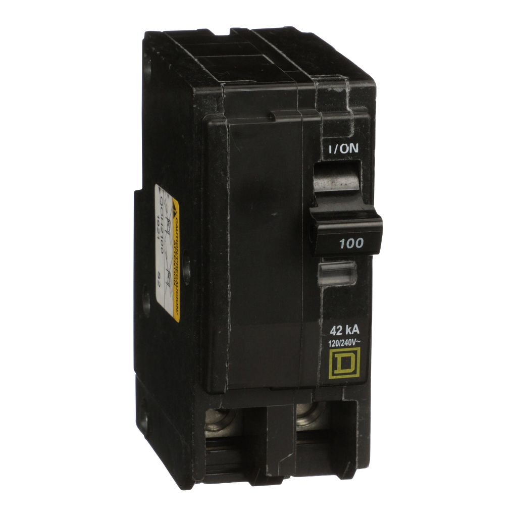 QOH2100 – Mini circuit breaker, QO, 100A, 2 pole, 120/240VAC, 42kA, plug in