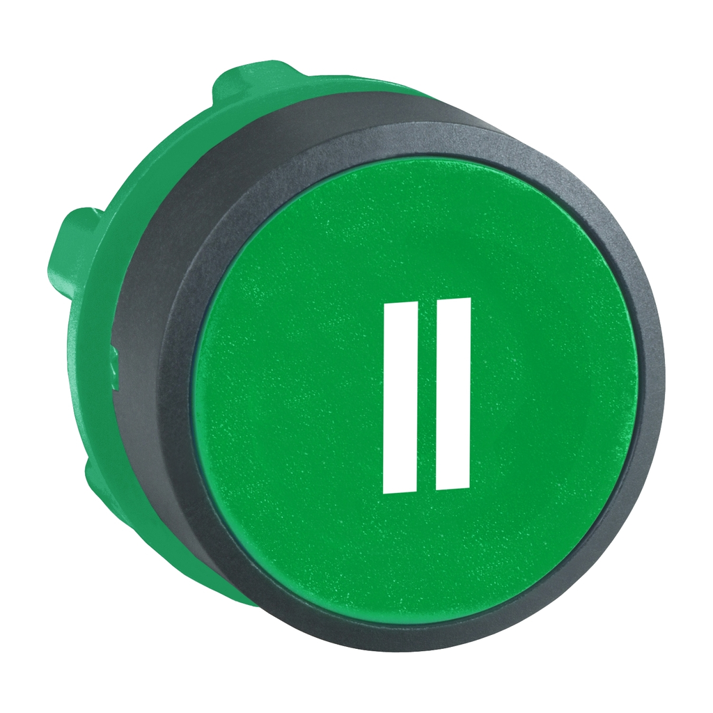 Mayer-DDS-Head for non illuminated push button, Harmony XB5, green flush, 22mm, spring return, white marked II-1