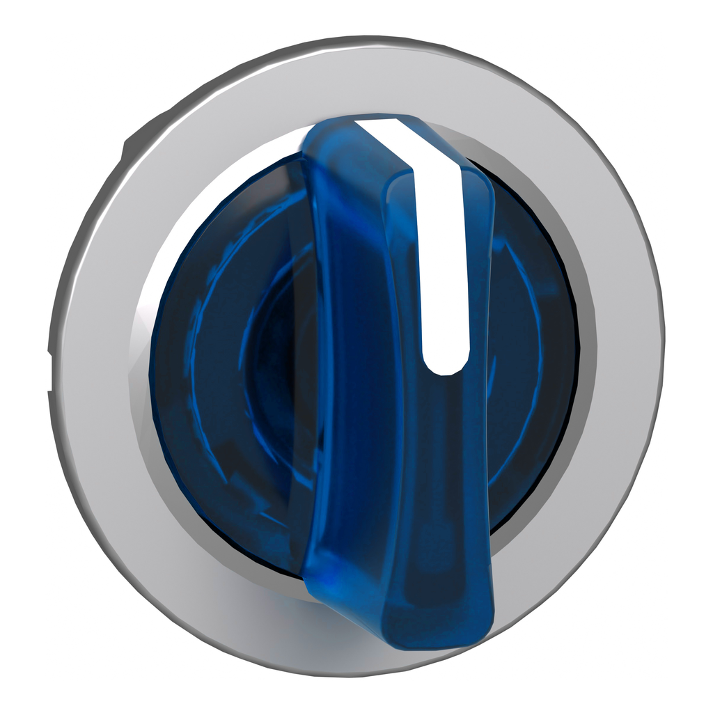ZB4FK1563 – Head for illuminated selector switch, Harmony XB4, metal, blue handle, 30mm, universal LED, 3 positions, to center