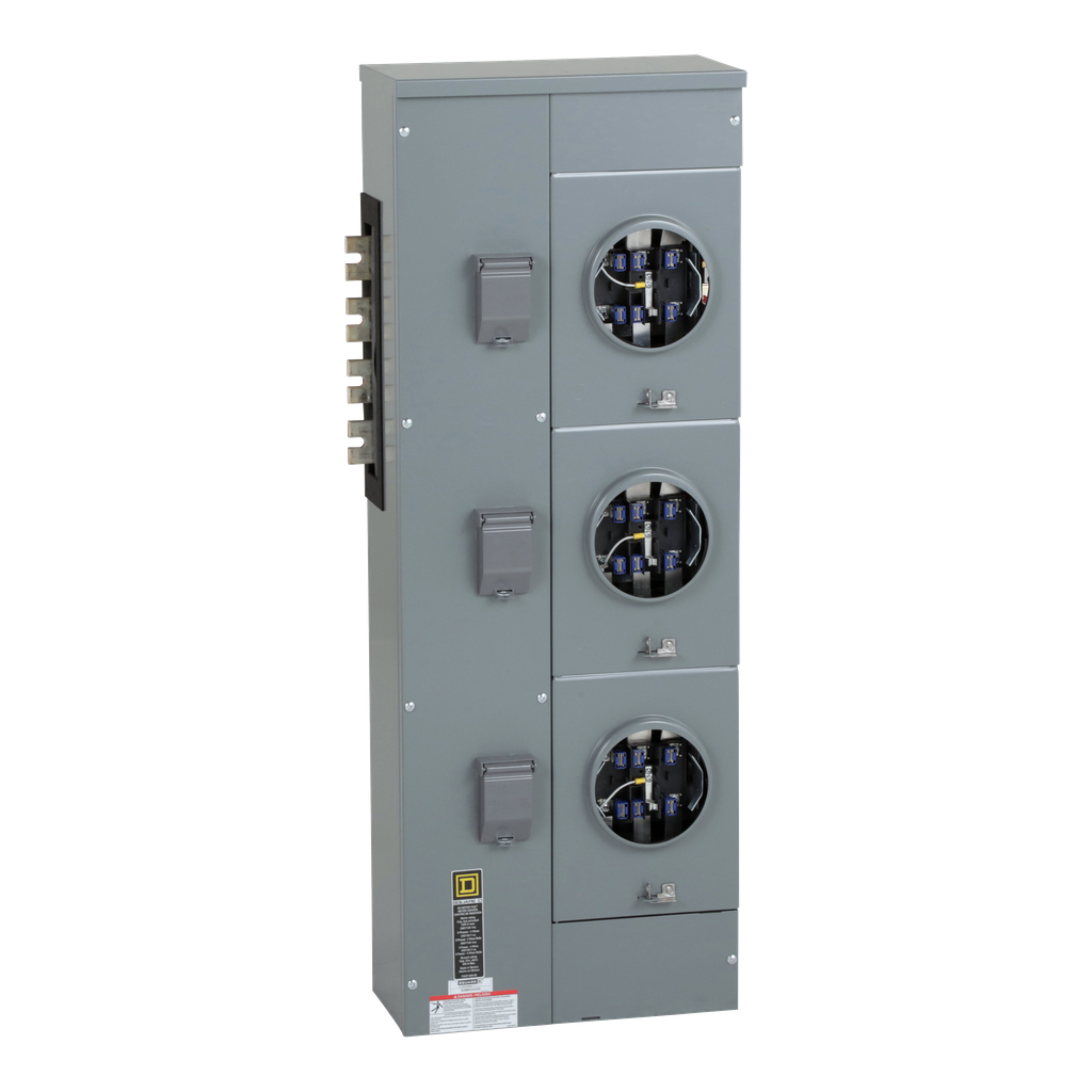 EZMR333225 – Branch unit, EZ Meter-Pak, 225A, 3 x 7 jaw sockets, 208Y/120VAC, no bypass, ringless, 1200A Al/Cu busbar