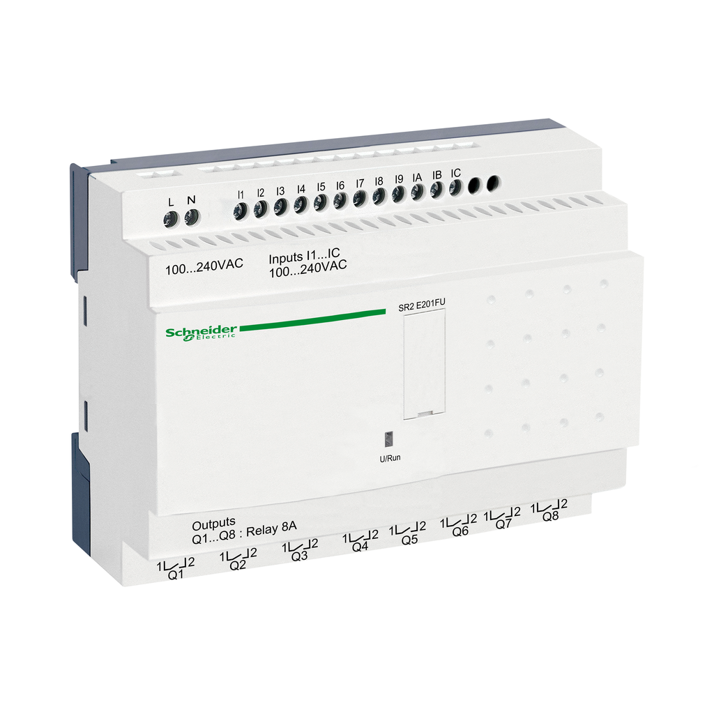 SR2E201FU – compact smart relay, Zelio Logic SR2 SR3, 20 IO, 100 to 240V AC, clock, no display
